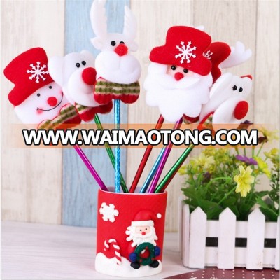 Set Kawaii Cartoon Plush Christmas Series Ballpoint Pen Creative Ball Point Pen School Stationery