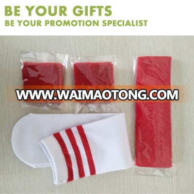 Promotional Custom Cotton Gym Supreme Sweatband Set -(1 Headband, 2 Wristbands and 1 pair of socks)