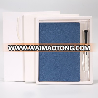 Cheap  a5  PU leather cover paper custom  notebook with the sign pen for business men