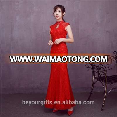 Chinese style dress cheongsam with lace