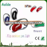 Flip Carabiner pen light can print LOGO Promotional LED Light With Pen And Carabiner